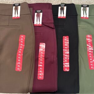 Express Ankle Pants in Brown, Burgundy, Black, and Green